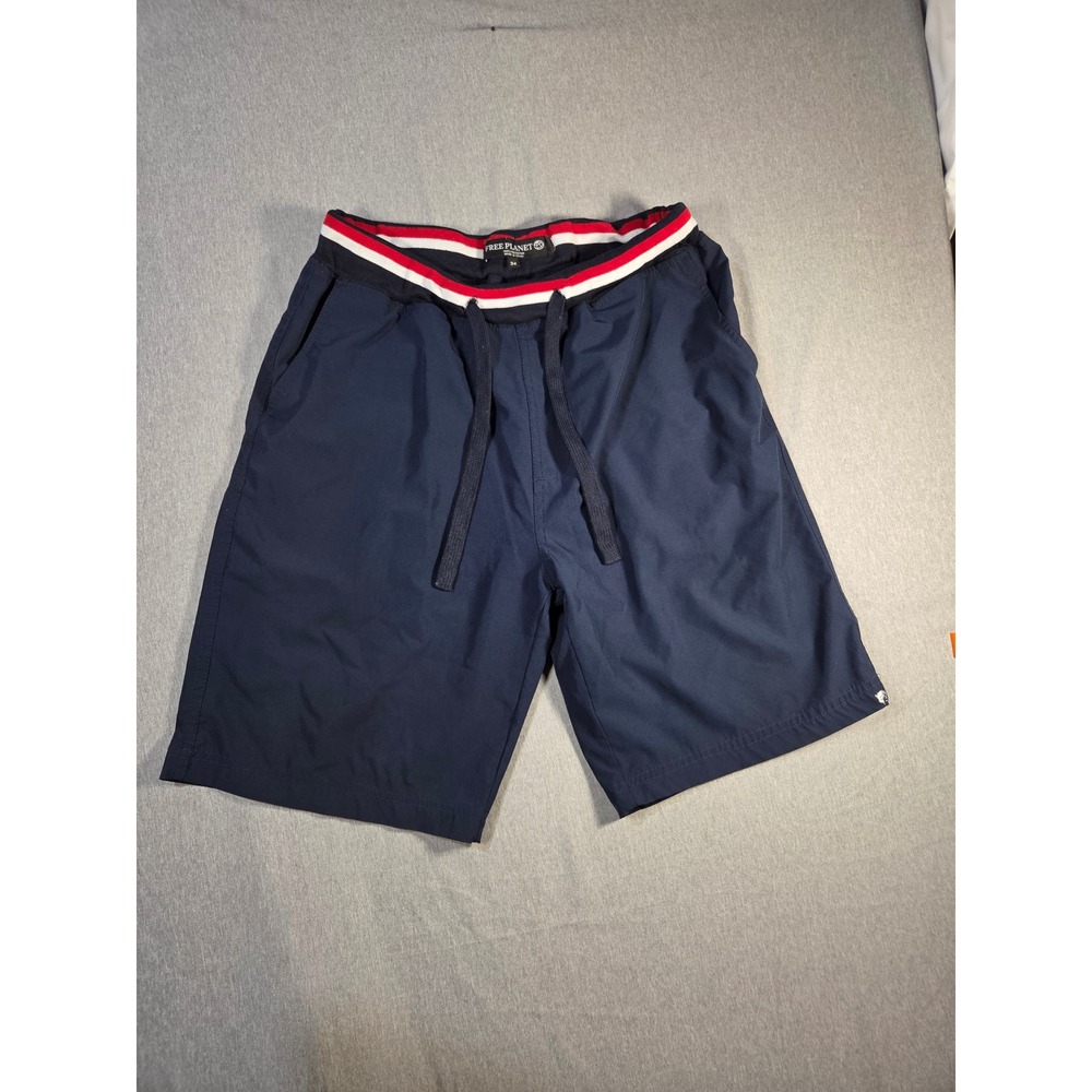 Free Planet Mens Navy Blue Hybrid Board Shorts Size 36 Striped Waist FS9577NAV